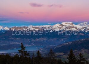 Achat de photo de coucher de soleil sur le mont blanc depuis le semnoz