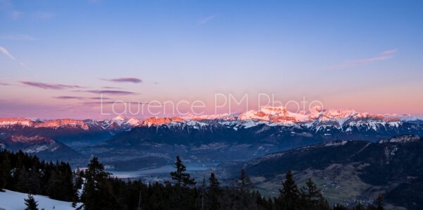 Achat de photo de coucher de soleil sur le mont blanc depuis le semnoz