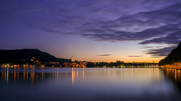 Achat de photo de coucher de soleil sur le lac d'Annecy